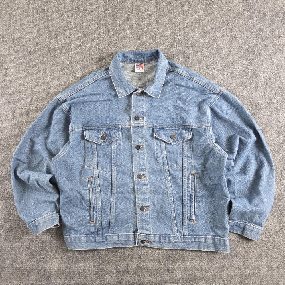 TYCA LIGHT WASH DENIM TRUCKER JACKET 100% COTTON L OOIDA